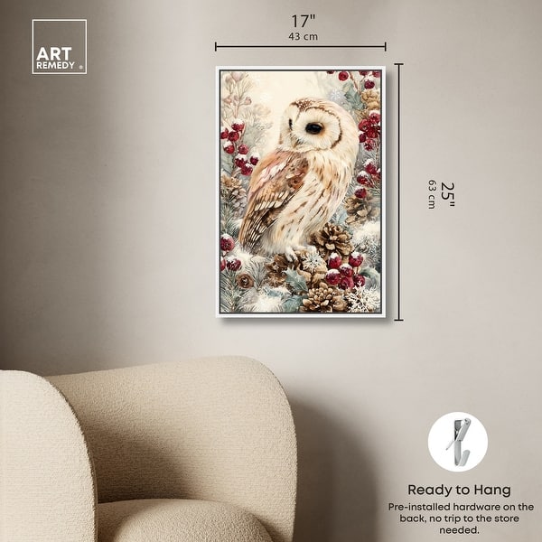 dimension image slide 8 of 24, Christmas Forest Owl III Wall Decor Canvas Print by Art Remedy