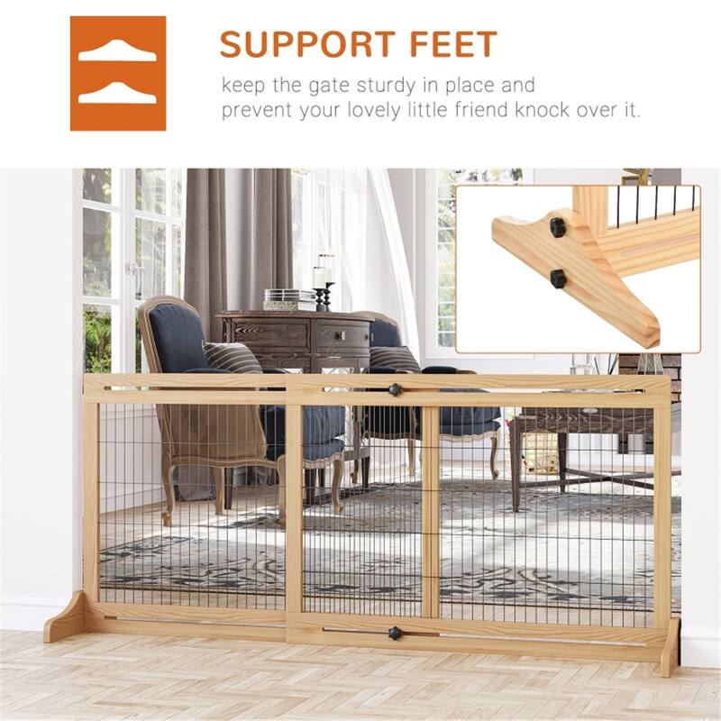 Wooden Pet Gate with Adjustable Length Perfect for Small to Medium Dogs