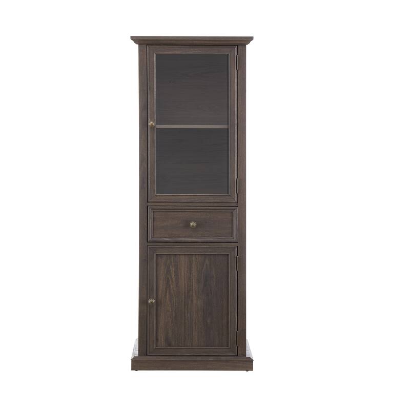 GDF Studio - Modern Tall Storage Cabinet with Drawer and Glass Doors.