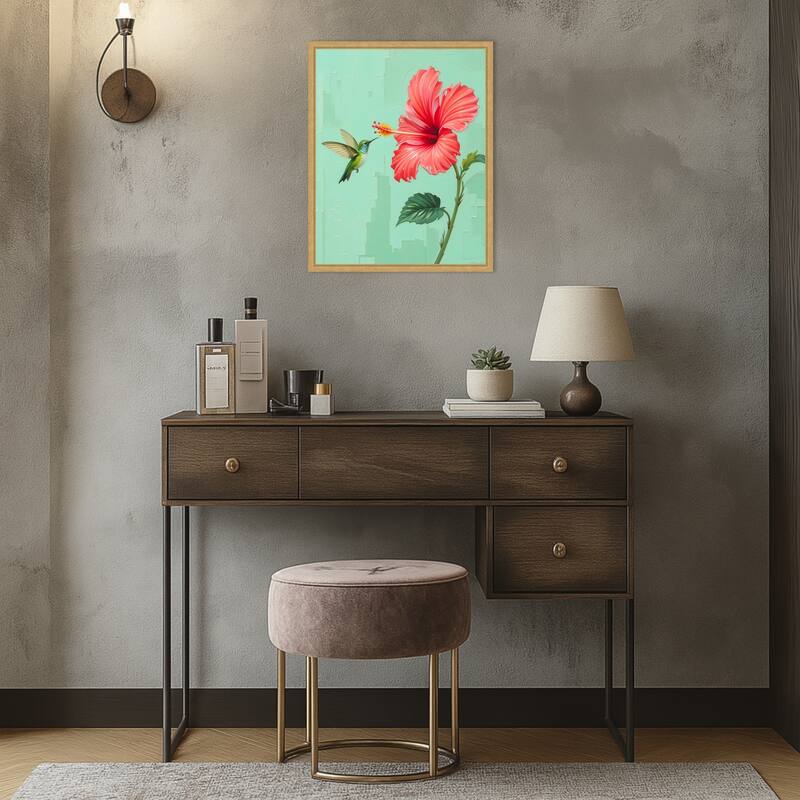 That One Time a Bird Visited My Garden by Kintsugi99 Framed Canvas Wall Art Print