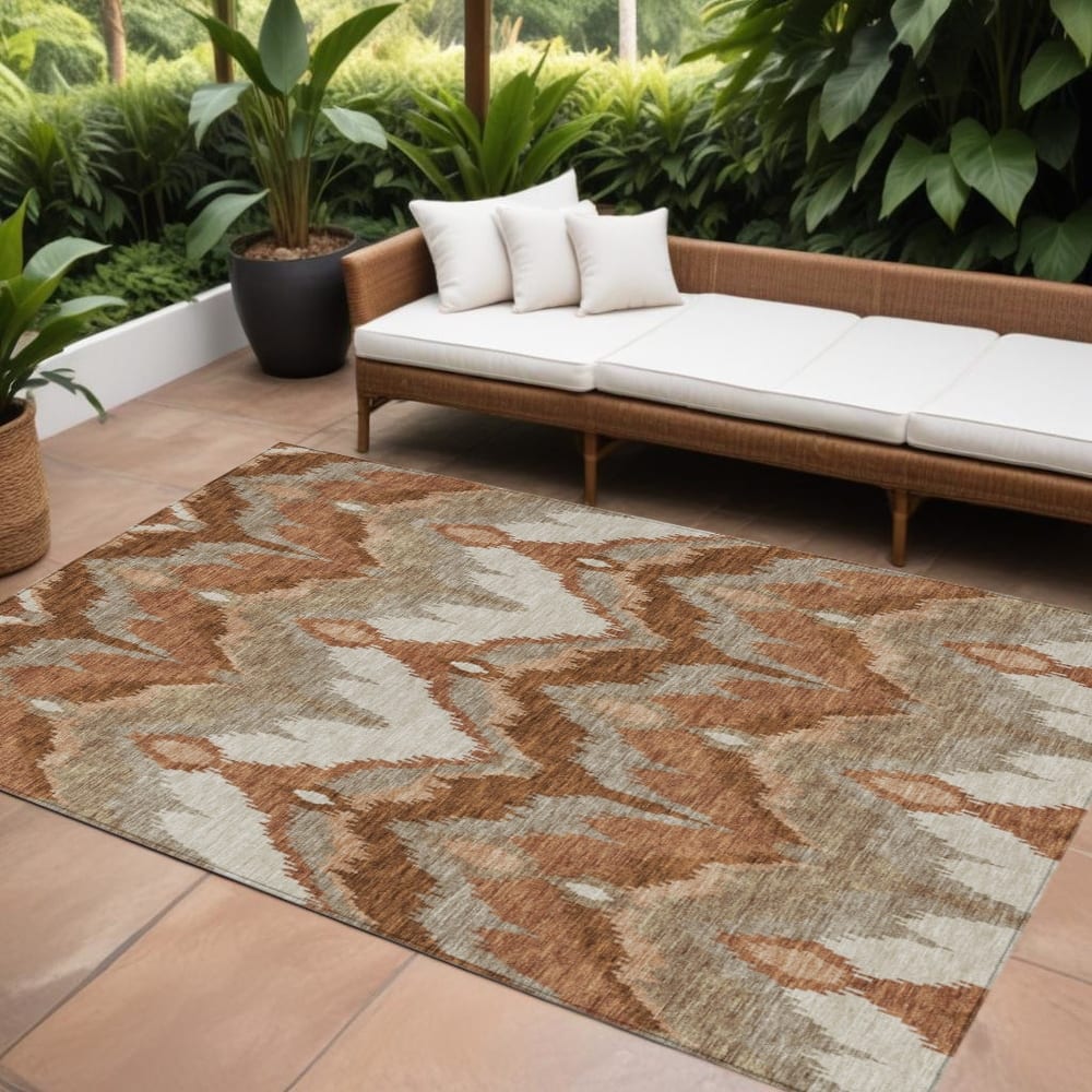 HomeRoots Ikat Transitional Rectangle Outdoor Rug