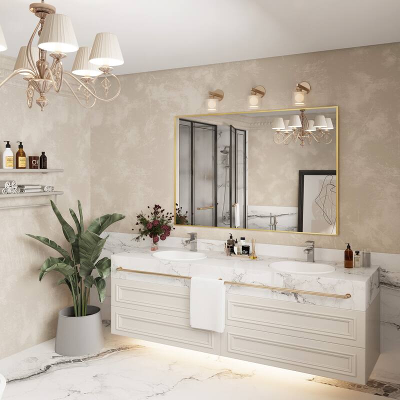 Aluminum Alloy Framed Wall Mounted Bathroom Vanity Accent Mirror in