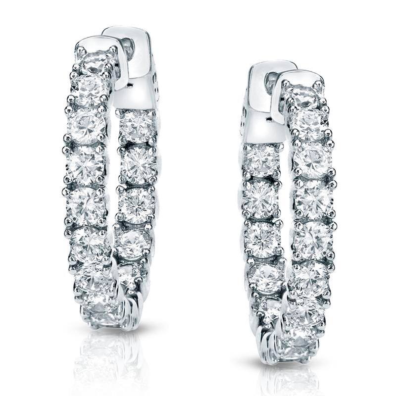 Auriya 14k Gold 3 carat TW Medium Diamond Hoop Earrings (J-K, I1-I2) - 0.86-inch - White Gold