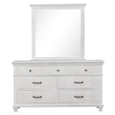 Furniture of America Eleanor Modern Rustic Weathered Grey Solid Wood 2-Piece Dresser and Mirror Set