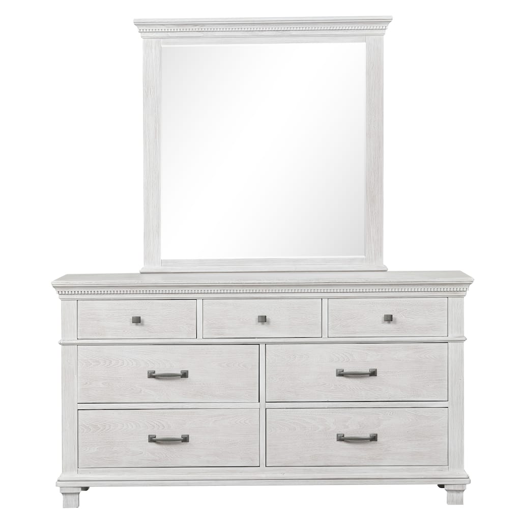 Furniture of America Eleanor Modern Rustic Weathered Grey Solid Wood 2-Piece Dresser and Mirror Set