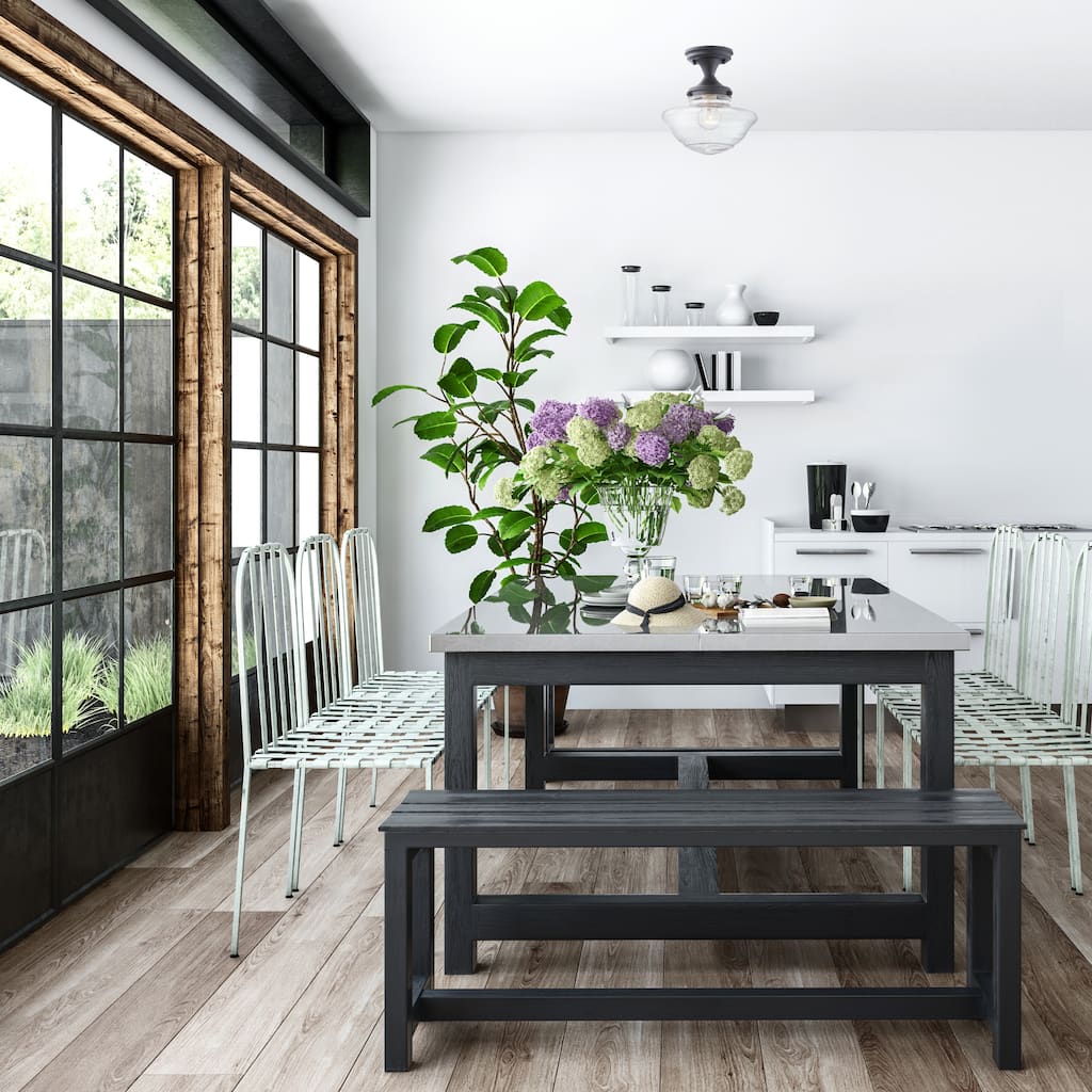 Design House Schoolhouse Semi Flush Mount Modern Vintage Farmhouse Indoor Dimmable Ceiling Light - Matte Black - Matte Black