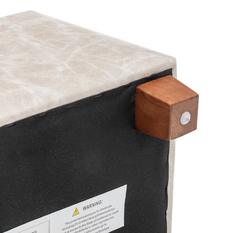 WOVENBYRD Square Storage Ottoman with Piping and Lift Off Lid