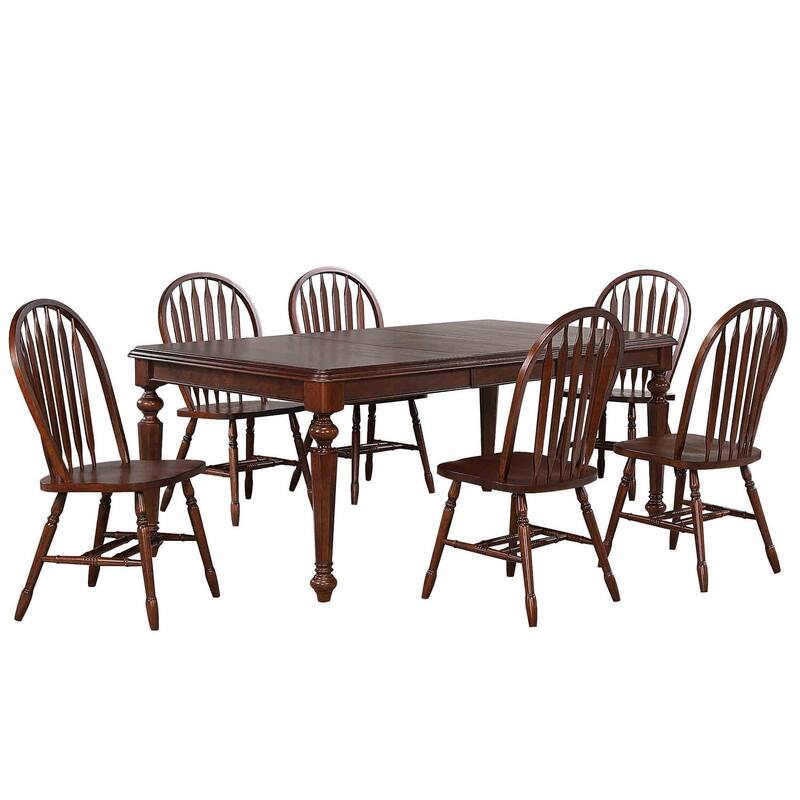 Extendable Dining Set 8 Seater - Rectangular Table with Butterfly Leaf - Modern Farmhouse Style