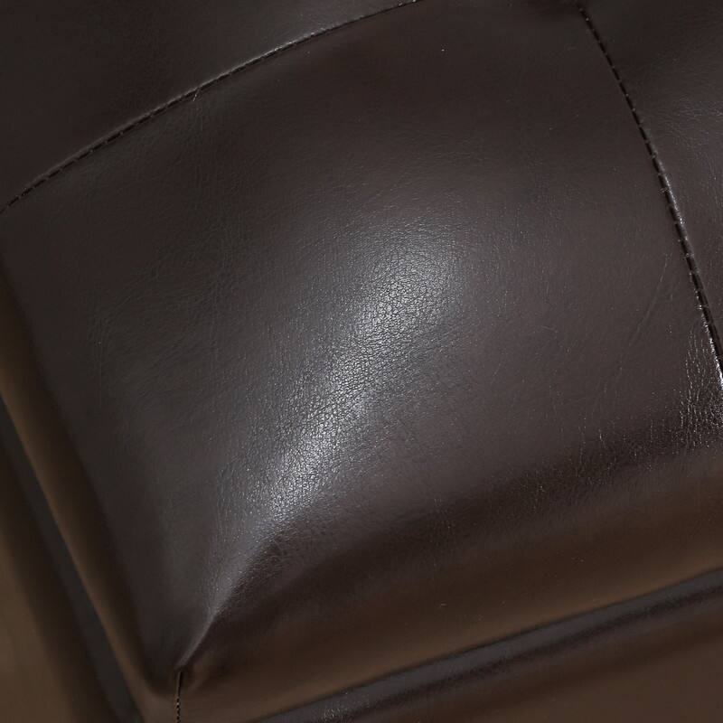 Adeco Tufted Bottom Bonded Leahter Brown Rectangle Storage Ottoman