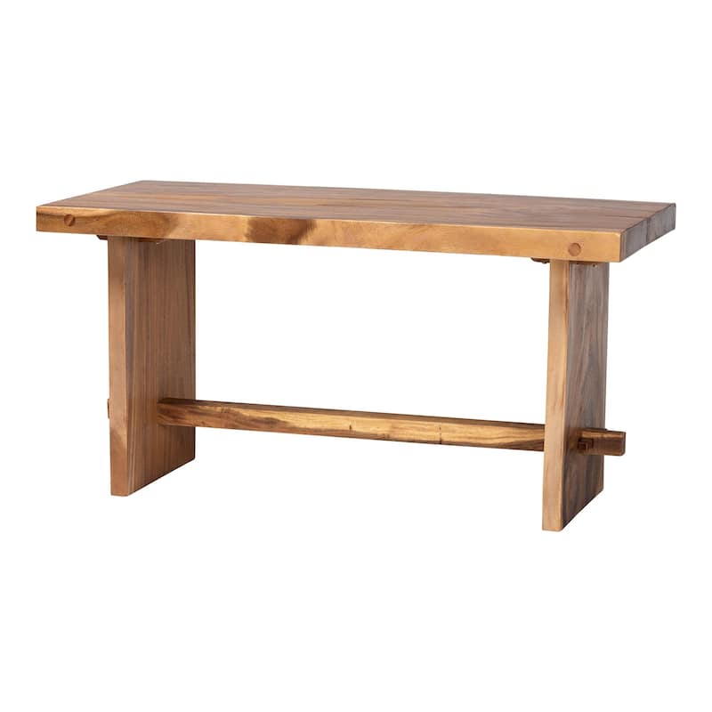 Biyu Suar Wood Dining Table - Handcrafted Rectangular Solid Wood Table with Live Edge Details, Rustic Modern Style - Natural Brown