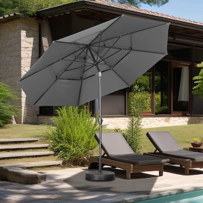 Autlaycil 10FT 3-tier Tilting Patio Umbrella With Base