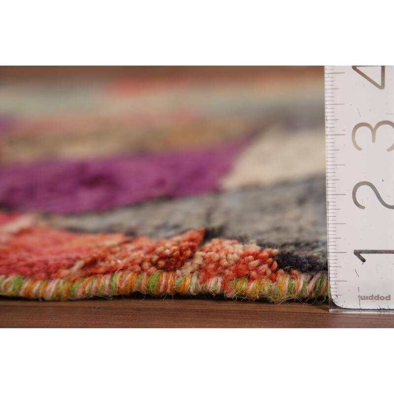 Plush Moroccan Abstract Area Rug Handmade Wool Carpet - 4'8" x 8'6"