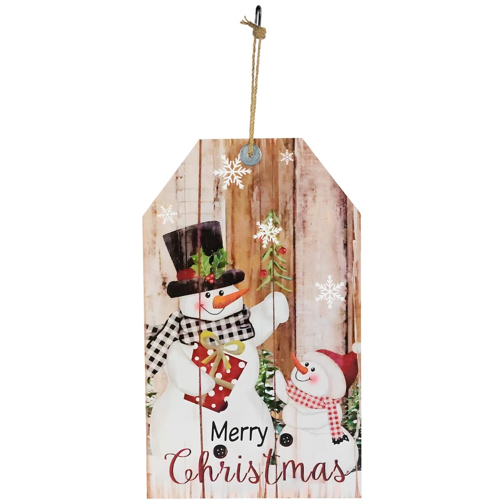 19.5" Snowmen Merry Christmas Tag Wall Sign