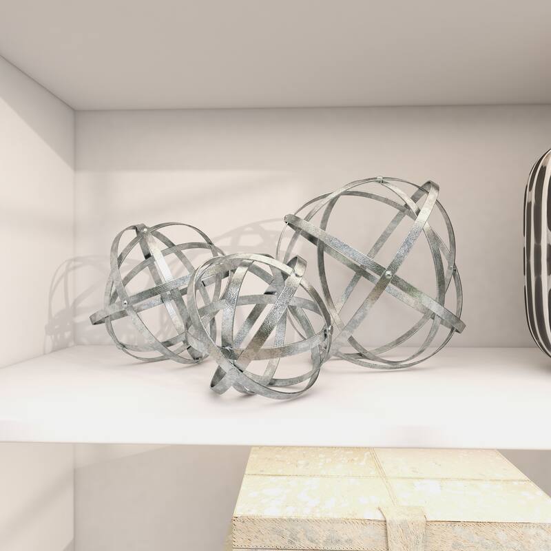 Metal Geometric Sculpture - Set of 3 Silver - Roche River Decor