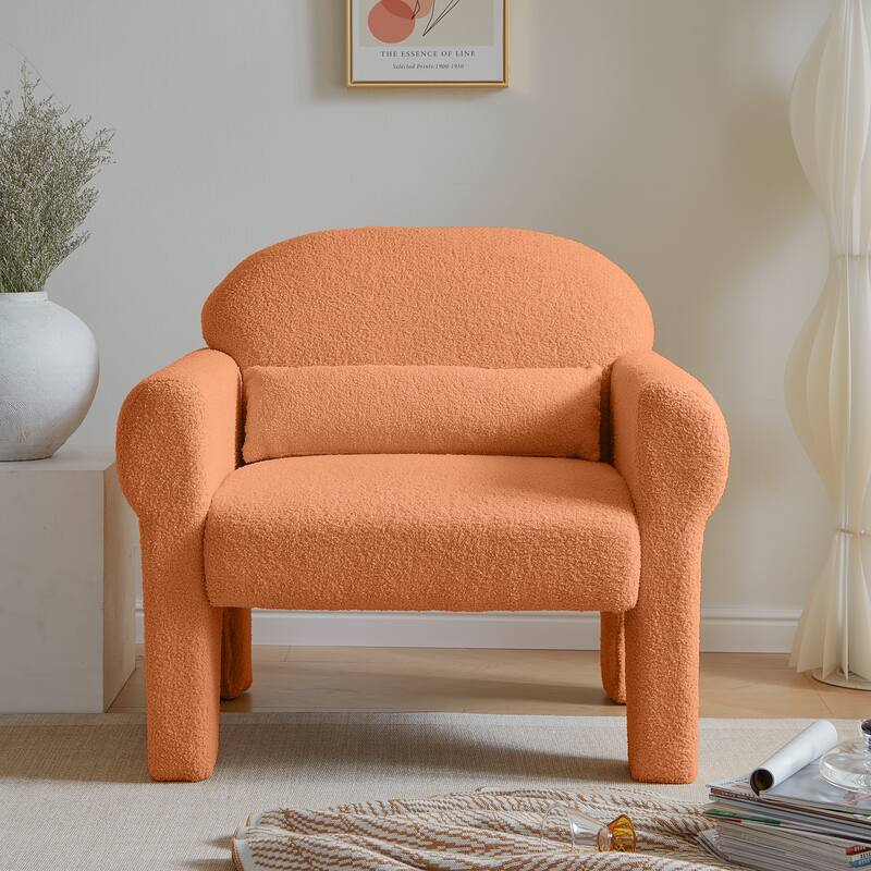Teddy Fabric Accent Chair with Lumbar Pillow