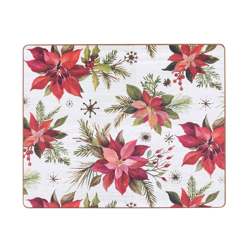 Poinsettia Christmas Hardboard Pmat S/6