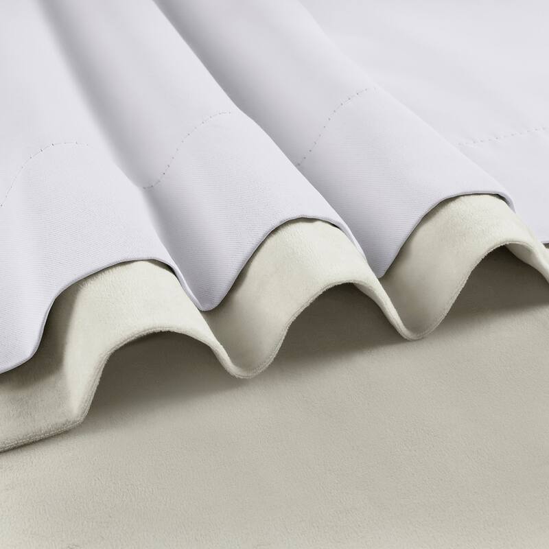 Exclusive Fabrics Extra Wide Velvet Off White Blackout Curtain (1 Panel) - Luxurious Blackout Drapery for Enhanced Privacy