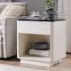 Modern Nightstand with Charging Station, End Table, Wood Beside Table - White