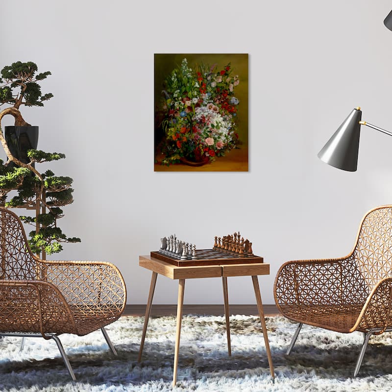 Wynwood Studio Canvas Floral and Botanical Gustave Courbet - Bouquet of Flowers Brown and Traditional Wall Art Canvas Print - 16 x 20