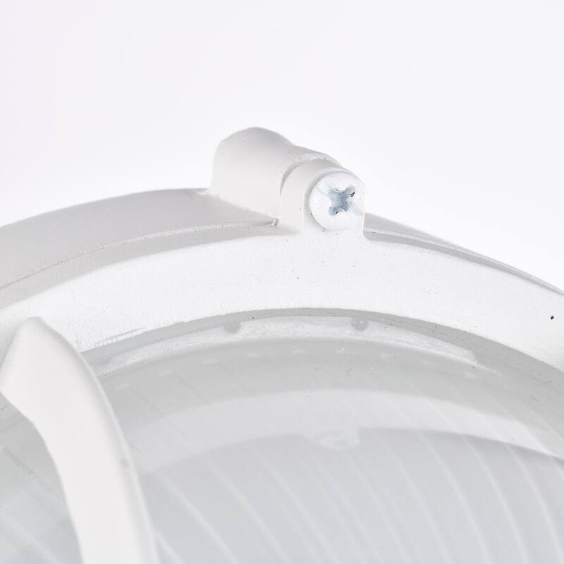 LED Oval Bulk Head Fixture White Finish with White Glass