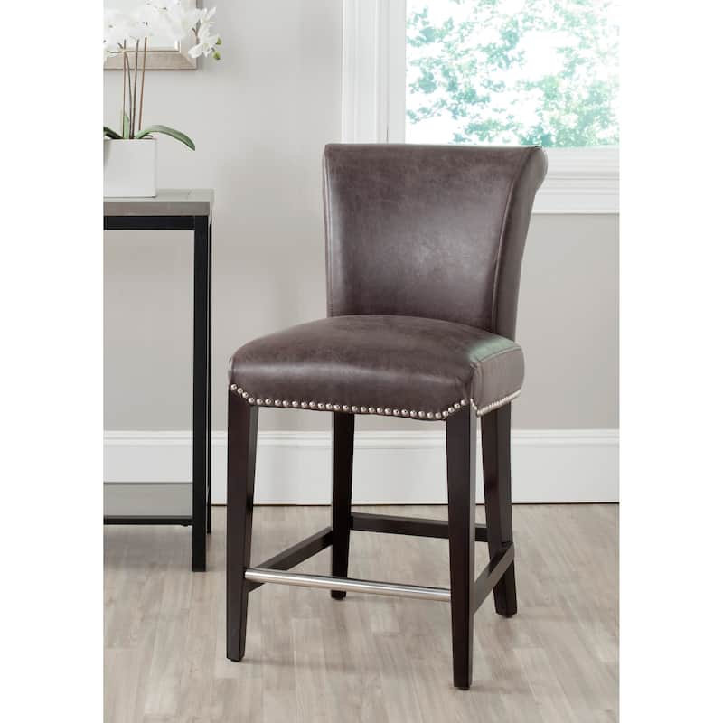 SAFAVIEH Jenelle Black Faux Leather 23-inch Counter Stool - 18.7" W x 23" D x 36.4" H - 19Wx23Dx36H