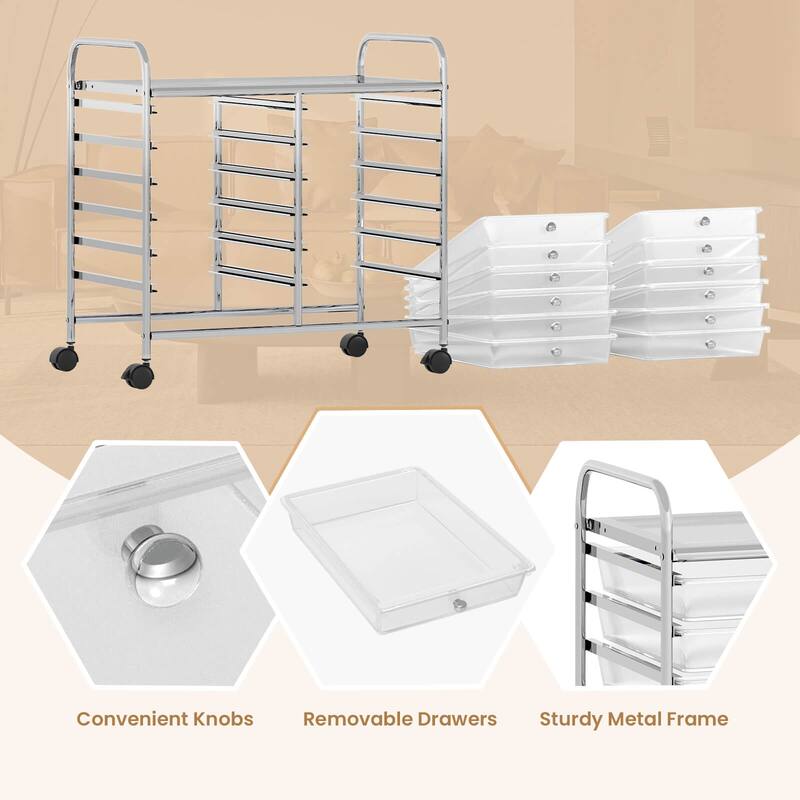 Costway 12 Drawers Rolling Cart Storage Scrapbook Paper Studio - See Details