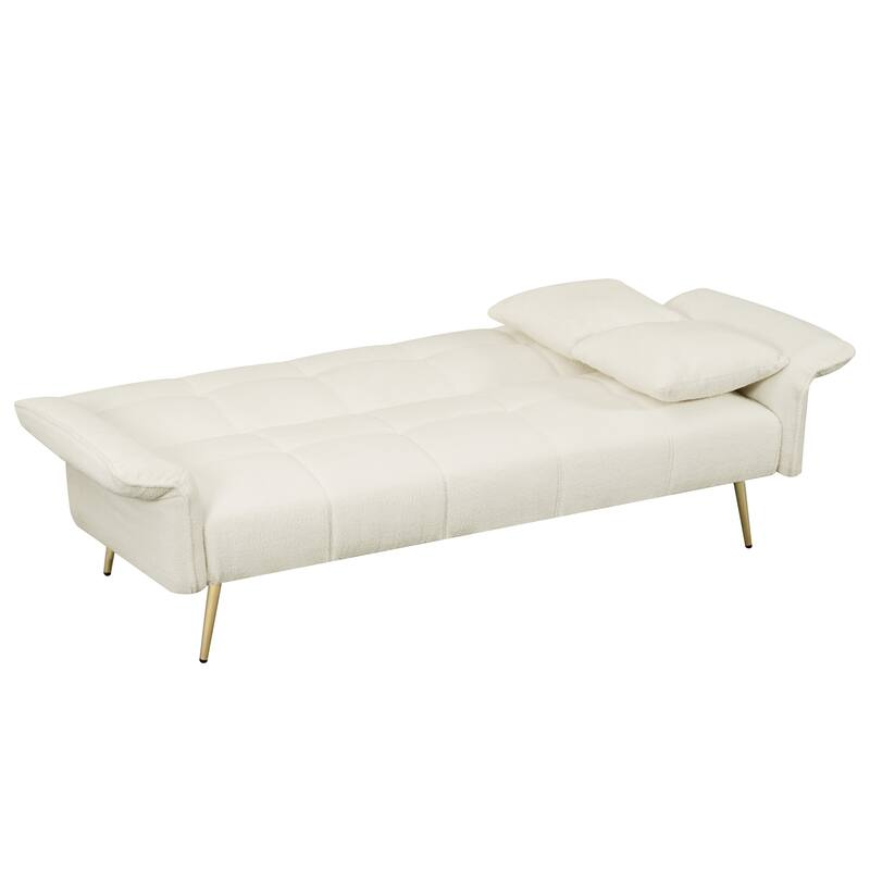Modern Convertible Futon Sofa Bed with Adjustable Arms and Backrest
