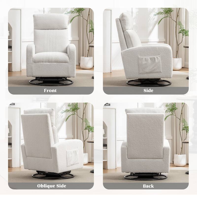 HOMYKA Swivel Glider Rocker Accent Chair for Nursery with Side Pocket