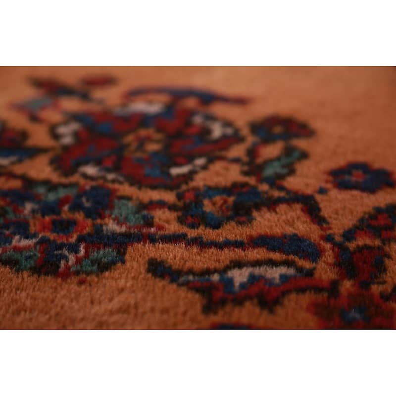 Orange Floral Sparta Turkish Area Rug Hand-Knotted Wool Carpet - 8'10"x 12'10"