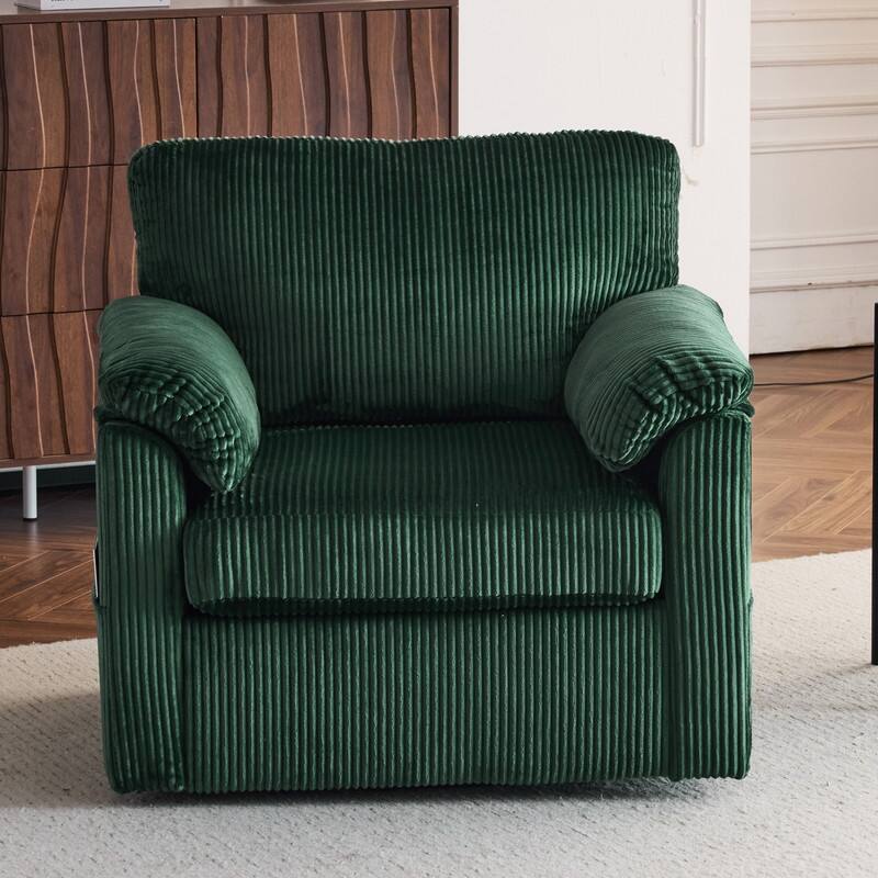 33" Corduroy Swivel Single Sofa Chair - Green