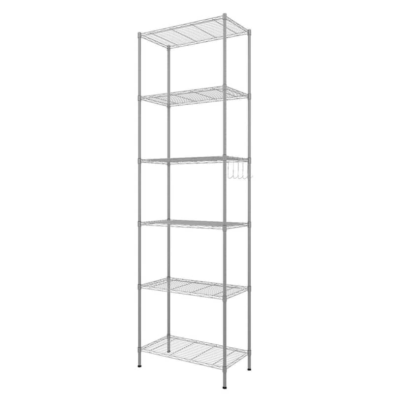 6 Layers Fashion Carbon Steel & PP Storage Rack Silver Gray