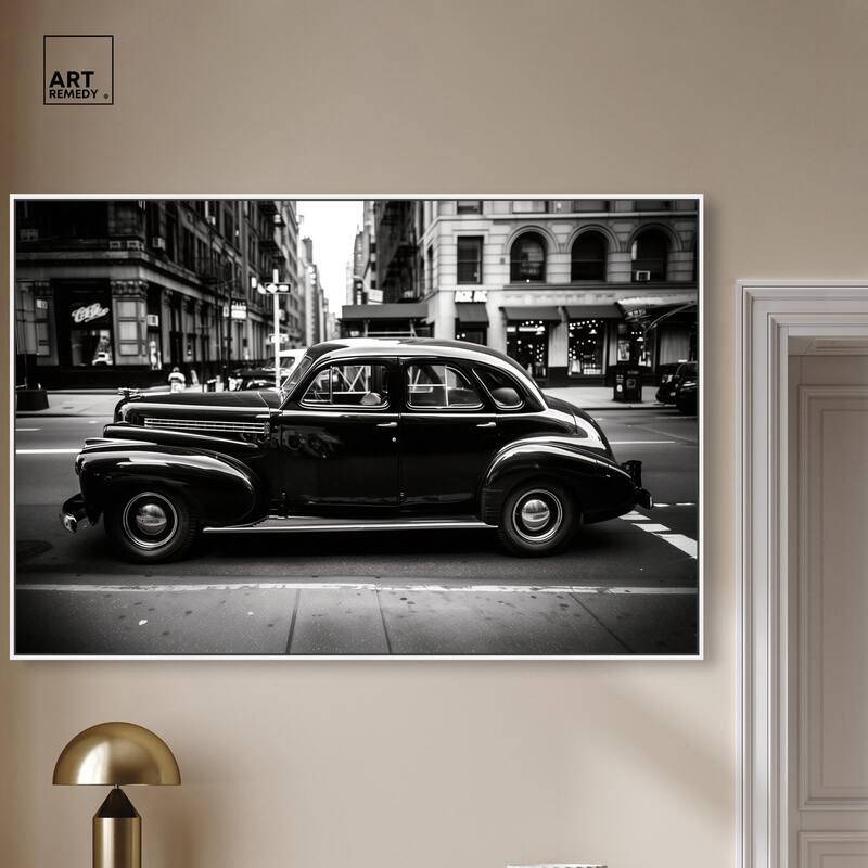 Vintage Car in New York Canvas by Art Remedy