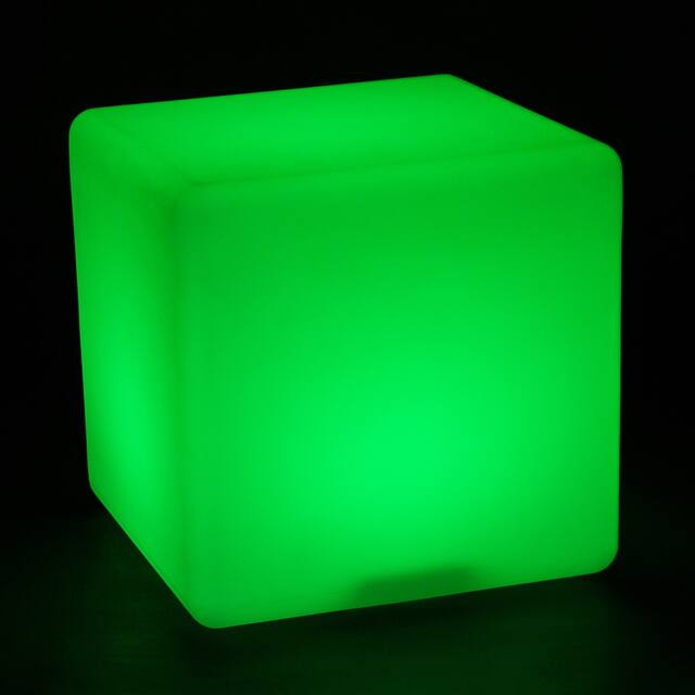 HOMCOM 16" RGB Led Cube Light Waterproof Rechargeable Adjustable Color Changing Tesseract Mood Lamp With Remote Control