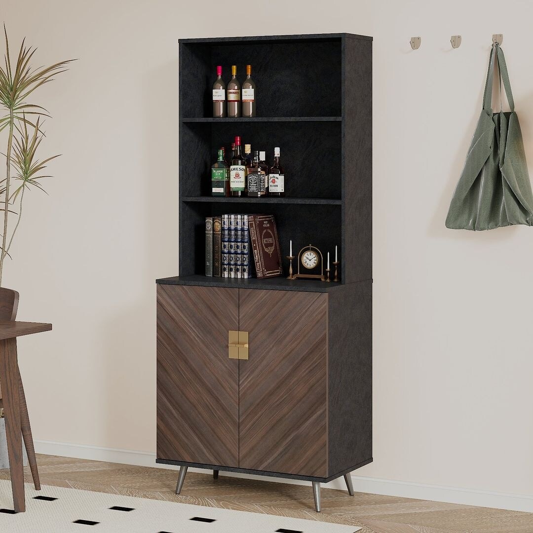 Gray wood bar cabinet online