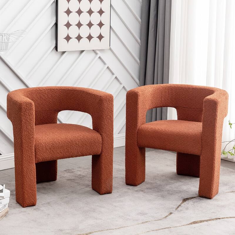 KINWELL 28" Wide Boucle Upholstered Square Armchair (Set of 2)