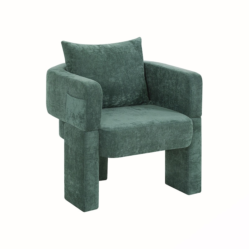 3-Leg Chenille Accent Chair With Removable Pillow