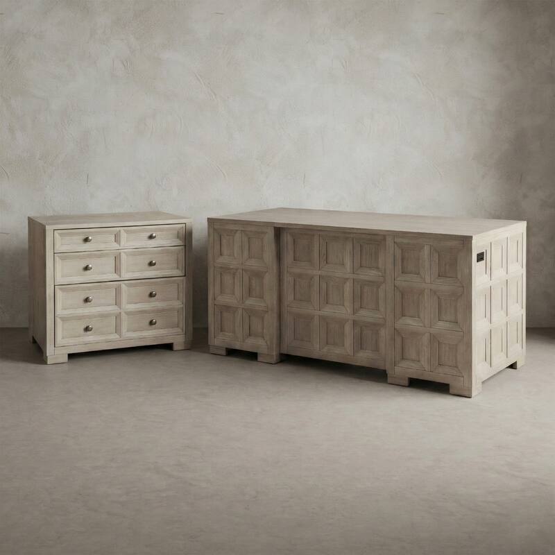 Furniture of America Durem Modern Tawny Brown Executive Desk with File Cabinet Set - Tawny Brown