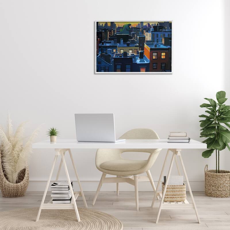 Stupell Cityscape with Distant Monster Framed Giclee Art Design By Keith Thomson