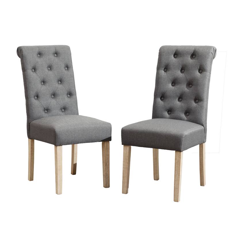 Contemporary 5-Piece Dining Set with Round Table and Button-Tufted Chairs - Solid Wood Construction for Lasting Durability