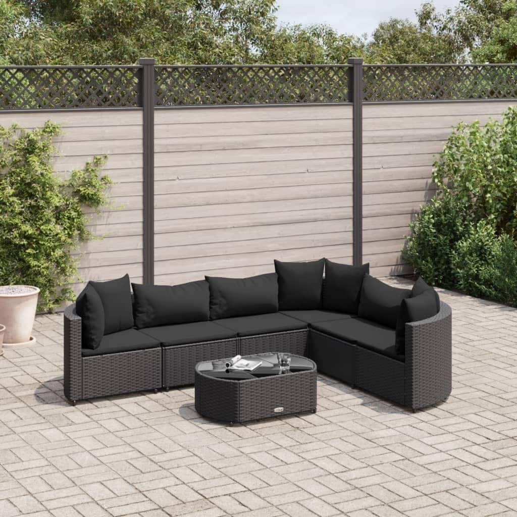 vidaXL Patio Sofa Set with Cushions Lounge Setting Outdoor Furniture Poly Rattan - 8.2 x 12.1 x 4.6