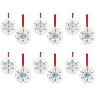 Metal Modern Snowflake Disc Ornament (Set of 12) - 6 x 0.5 x 6.25