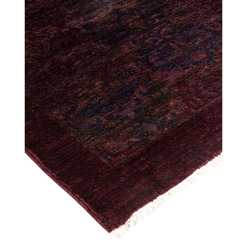 Overton Hand Knotted Wool Vintage Inspired Modern Contemporary Overdyed Red Area Rug - 9' 0" x 11' 10"