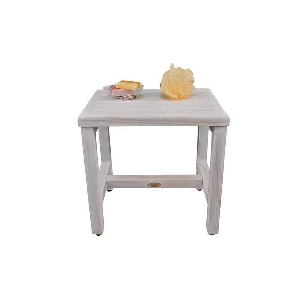 CoastalVogue 18 Inch White Teak Shower Bench Shower Benches for Inside Shower Shower Table Shower Bench Waterproof Spa Bench
