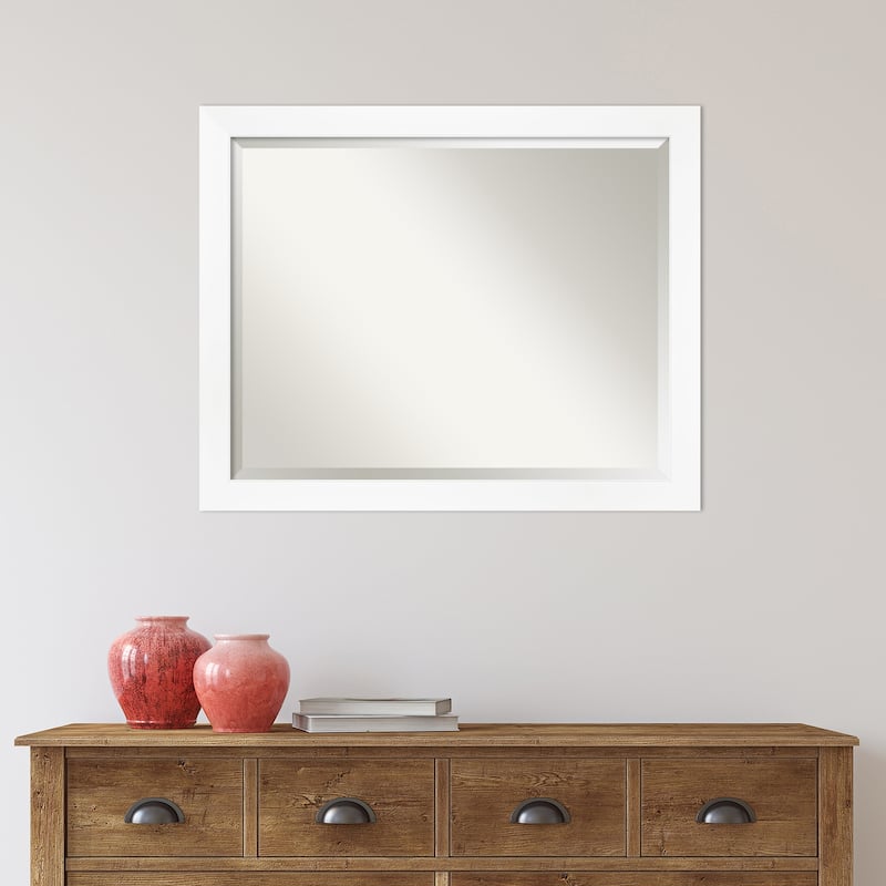 Beveled Wall Mirror - Cabinet White Narrow Frame - Cabinet White Narrow