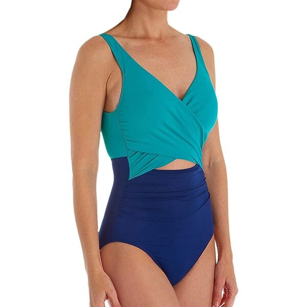 color block cutout one piece swimsuit