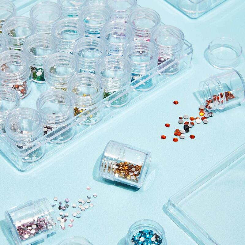 3 Clear Bead Storage Containers, 90 Jars for Diamond Painting (93 Pieces)