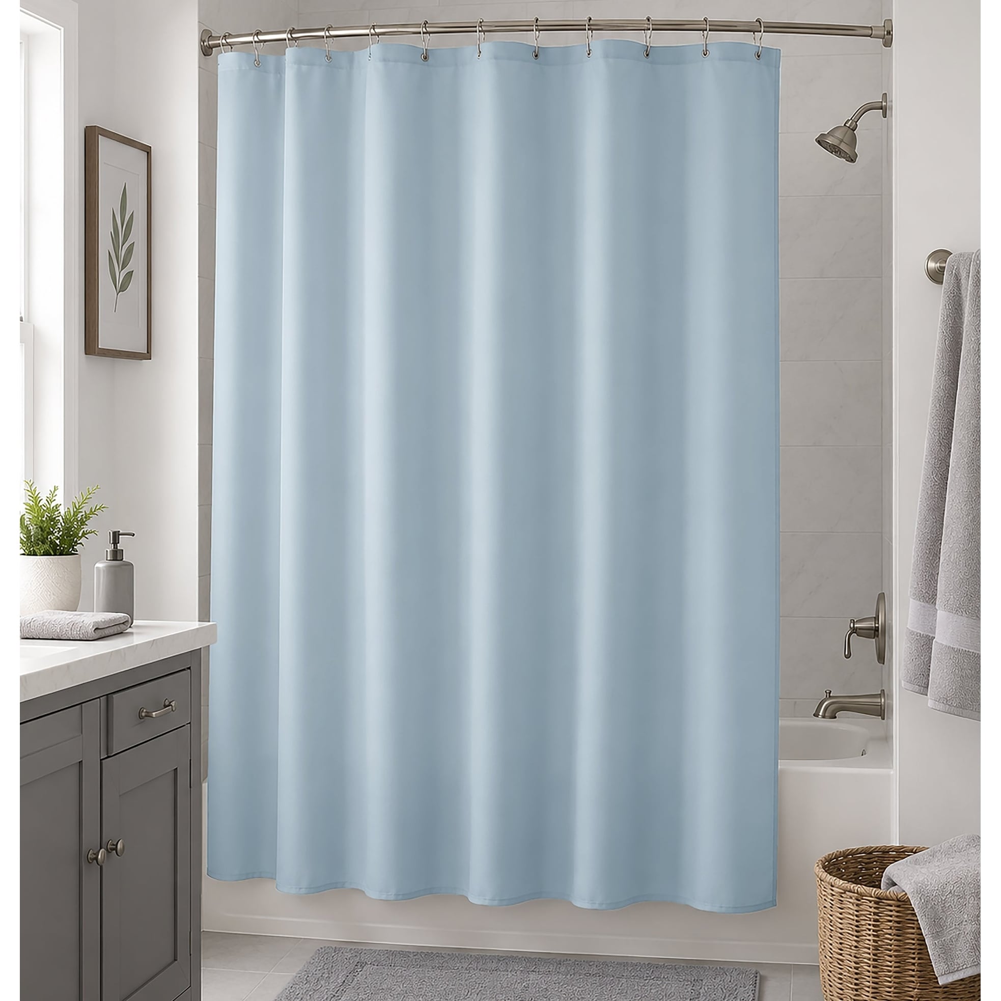 70" x 72" - Light Blue PEVA Shower Curtain Liner Waterproof
