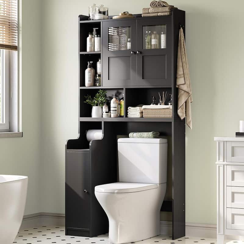 Over The Toilet Bathroom Storage Cabinet Toilet Storage Shelves - Black