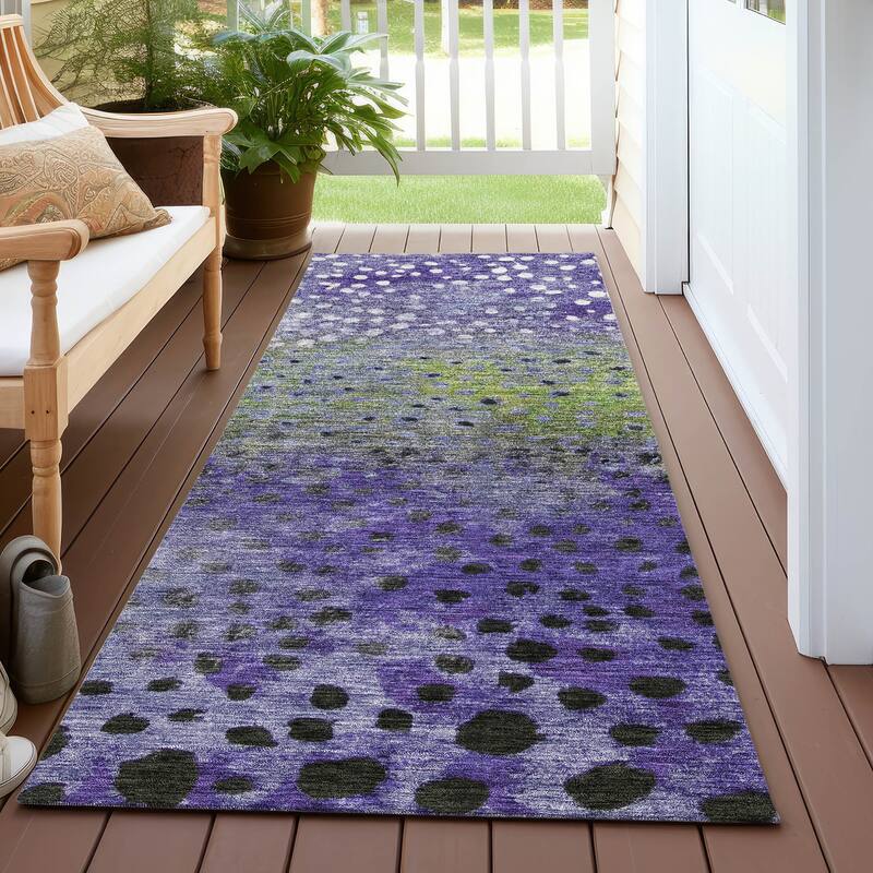 Machine Washable Indoor/ Outdoor Abstract Modern Chantille Rug