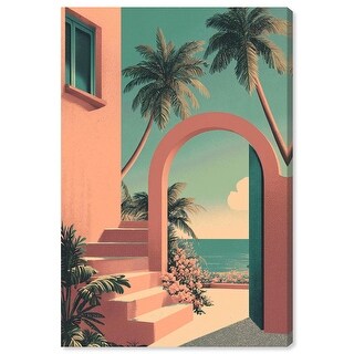 Through the Arch and Palms Coastal Art Wrapped Canvas Print by Art ...